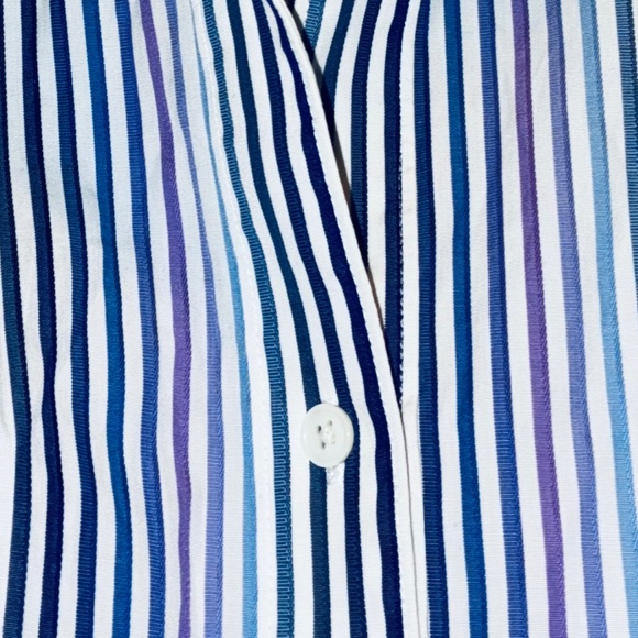 Blue-Purple Striped Button Down Blouse - Picture 2 of 9